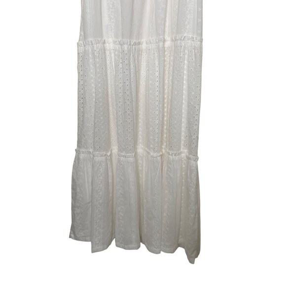 NEW Draper James‎ Maxi Dress Womens Size L White Eyelet Tiered Puff Sleeves - Picture 7 of 13